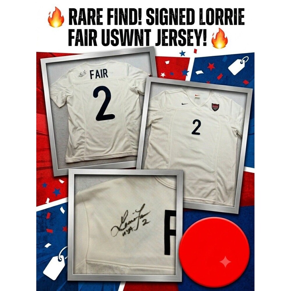 Nike Womens M Vintage USWNT Lorrie Fair #2 Signed Soccer Jersey White 1999 2000